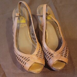 Crown Tan Woven Slingback Sandals